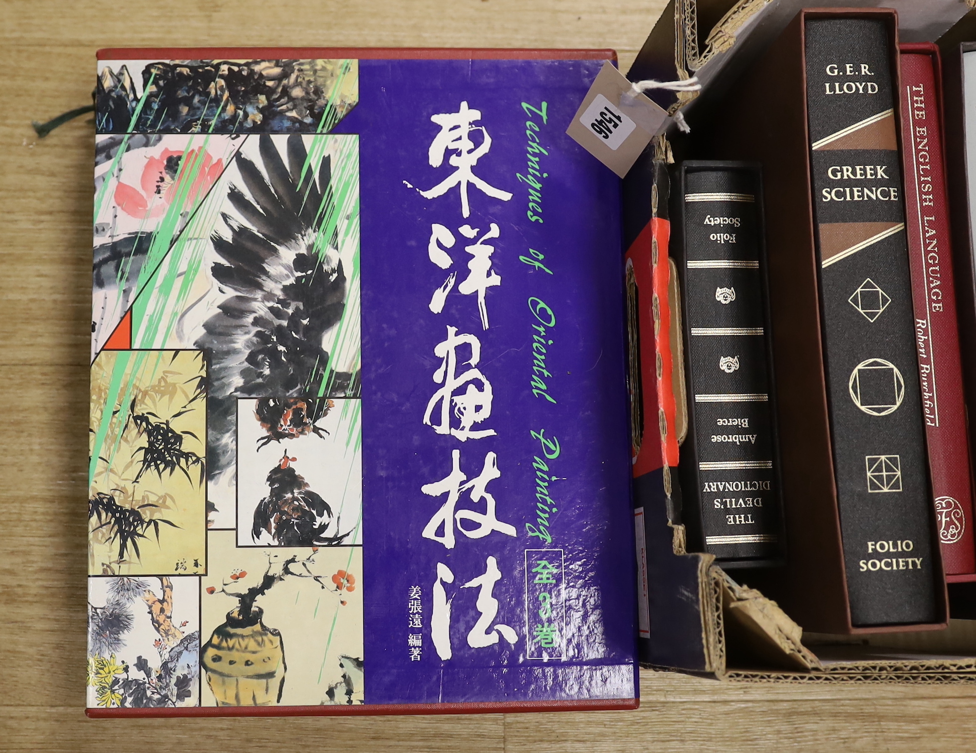 Ten folio society editions and a set of techniques of Oriental painting